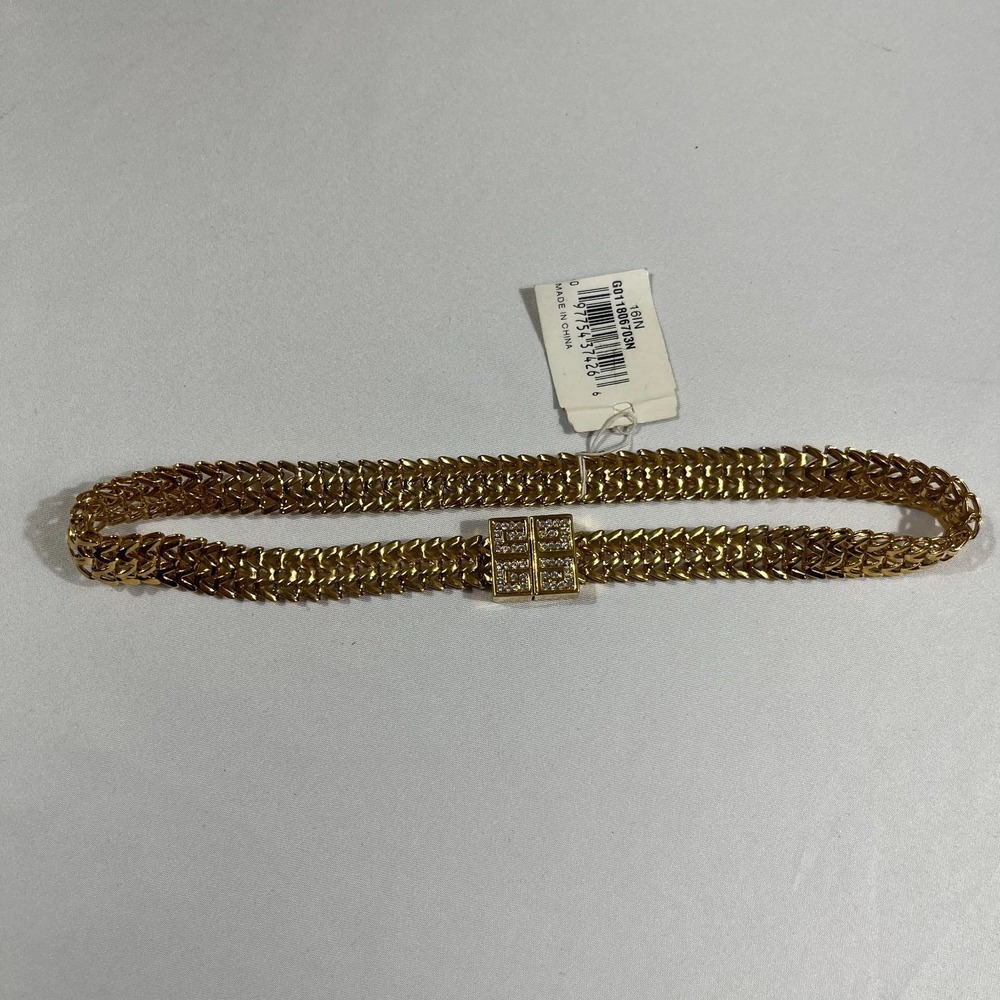 Givenchy Bijoux Signed Gold Choker Necklace 16" Chevron Crystal 4G Clasp